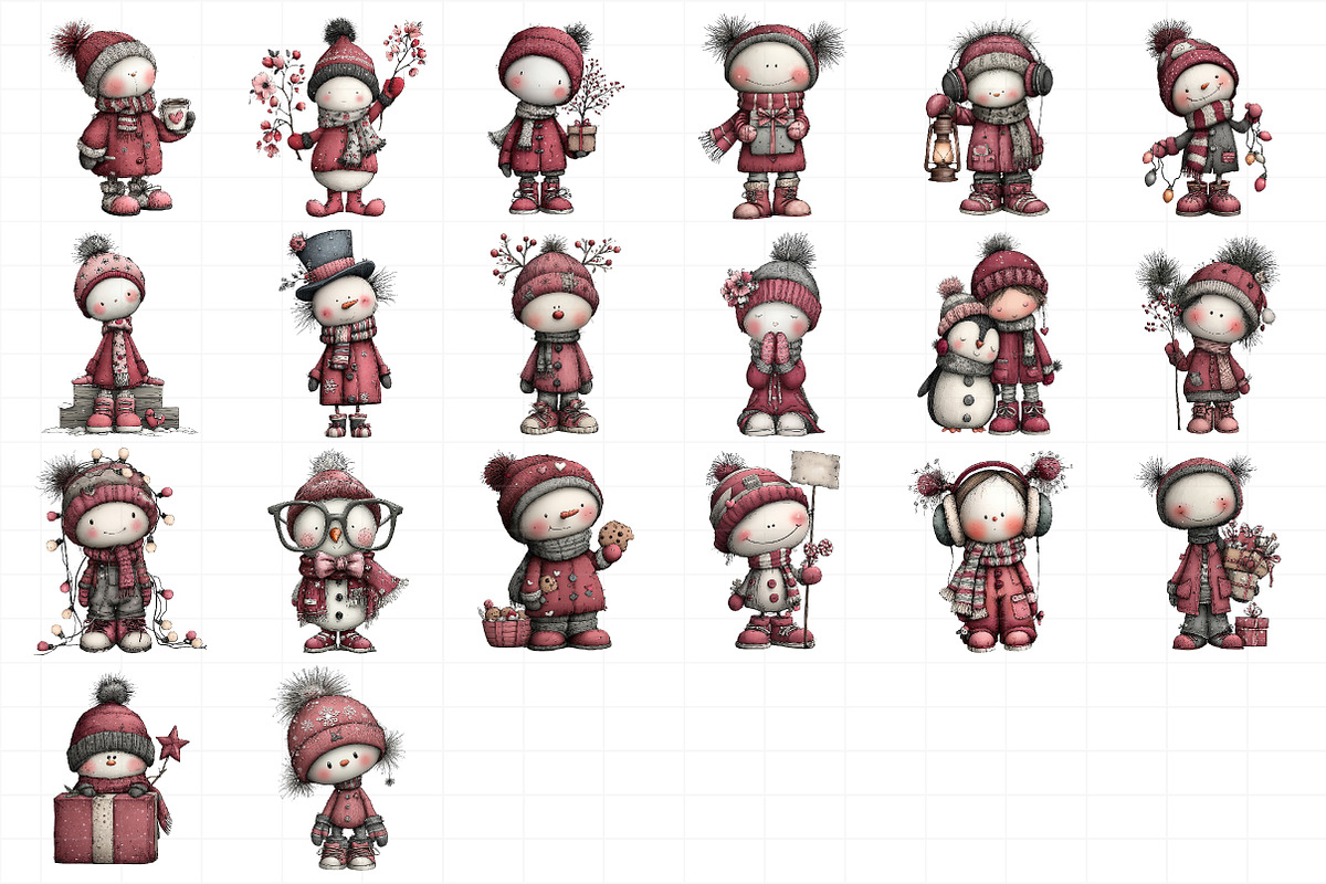 Christmas Cute Snowman Clipart, an Illustration by Daily.Designs (Photo 5 of 5)