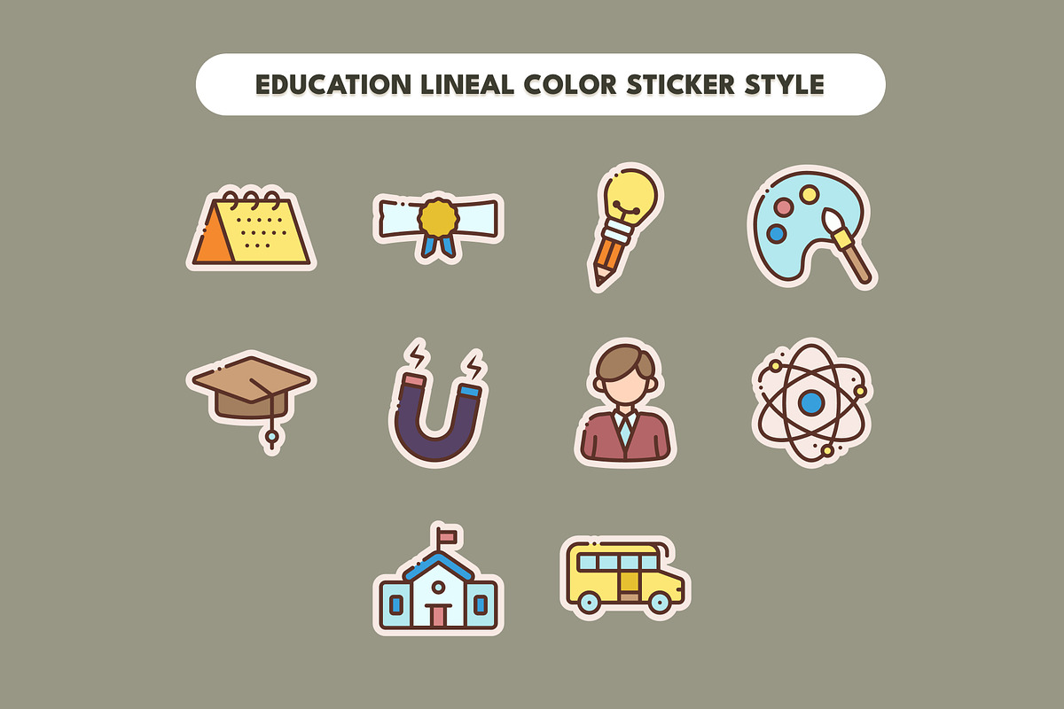 30 EDUCATION LINEAL COLOR STICKER, an Object Graphic by agusrahar (Photo 3 of 4)