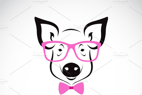 Vector Image Of A Pig Glasses
