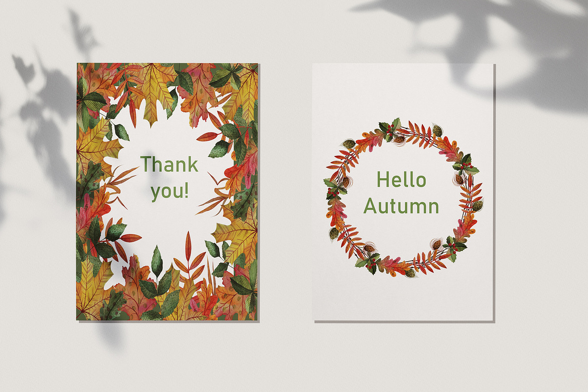 Watercolor Autumn Pattern and Frames, an Object Graphic by Dina Guiter (Photo 12 of 14)