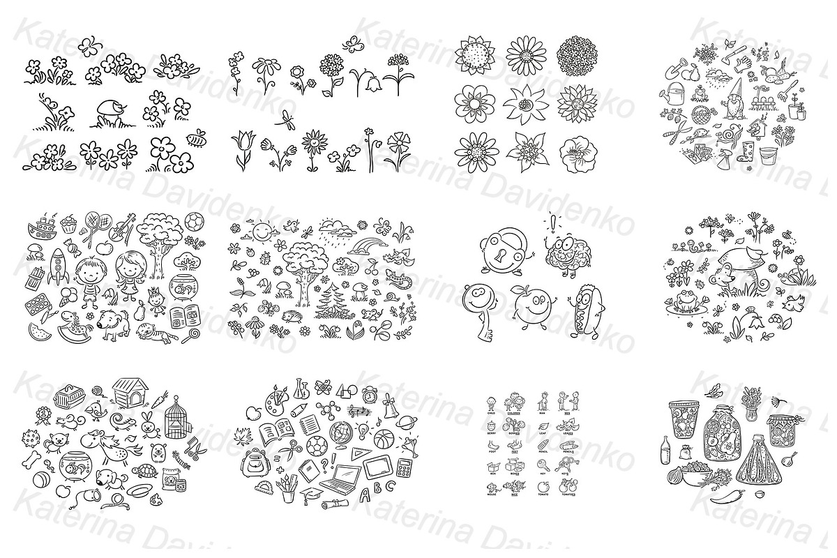 Cartoon child's drawing objects set, an Education Illustration by Bubert Art (Photo 6 of 7)