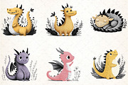 Baby Dragon Clipart Set, an Illustration by DreamCafeArt (Thumbnail 2 of 8)