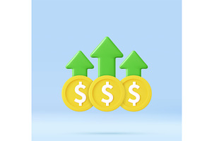3d Financial growth with multiple, a Finance Illustration by ModVector