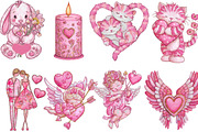 Watercolor Valentine Day Clipart, an Illustration by Designking (Thumbnail 2 of 5)