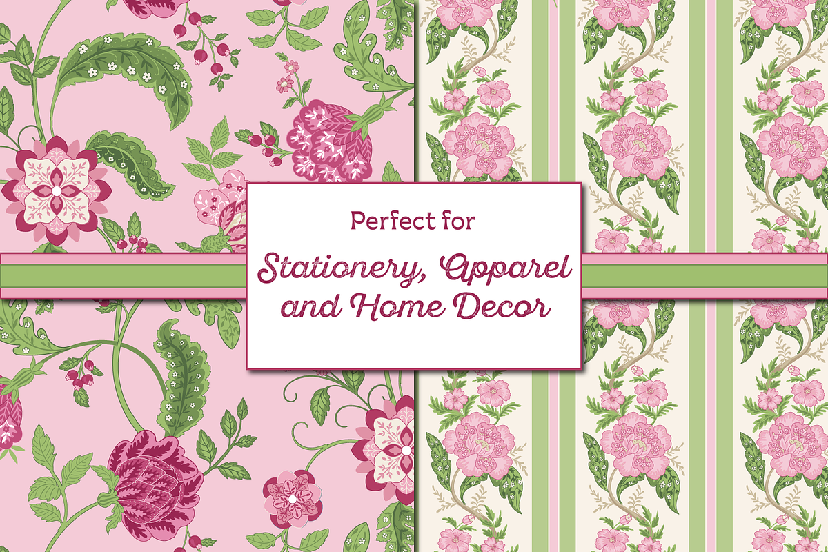 Indian Floral Boho Patterns - Pink, a Pattern Graphic by RachelStudio (Photo 3 of 8)