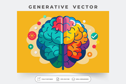 Illustration of a colorful brain rep, a Graphic by Iftikhar Alam