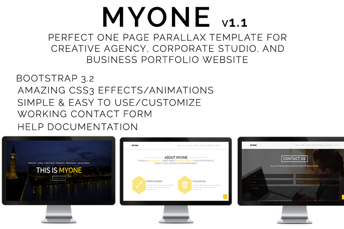 MYONE - One Page Parallax Template, a Landing Page Template by Sohel Parvez
