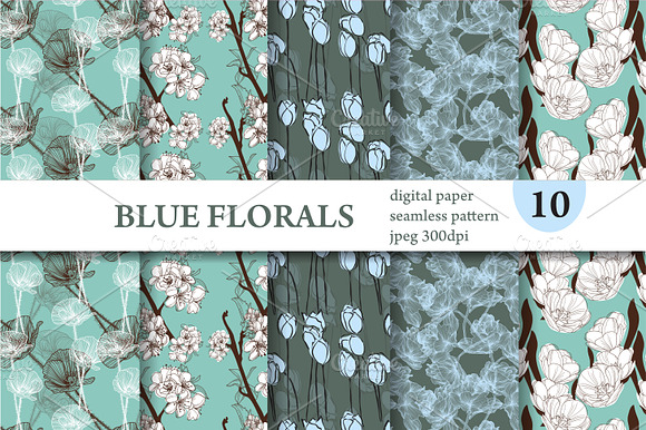 10 Floral Seamless Patterns preview 3