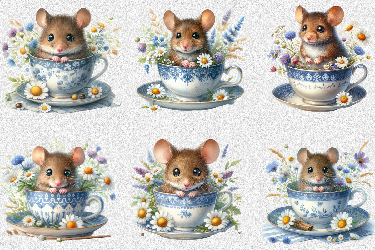 Watercolor Mouse In a Cup Clipart, a Seasonal Illustration by Craft Nest (Photo 4 of 6)