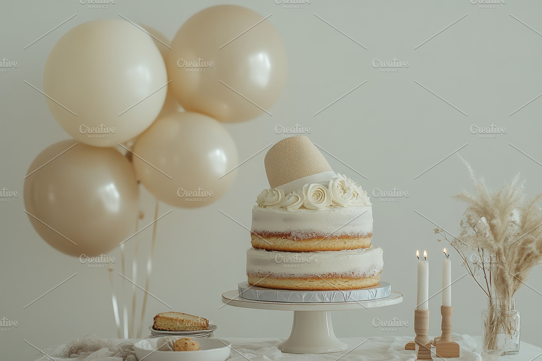 Elegant birthday celebration with a, a Photo by Tanuart