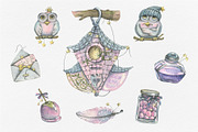 Magic Owls Winter Clipart Watercolor, an Illustration by NATASHA CHU (Thumbnail 2 of 9)