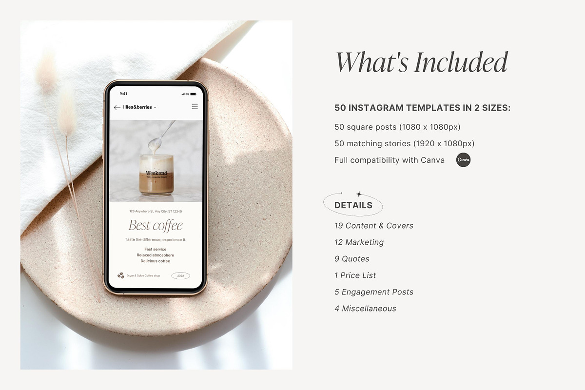 Canva Coffee Shop templates, a Social Media Template by LiliesandBerries (Photo 4 of 23)