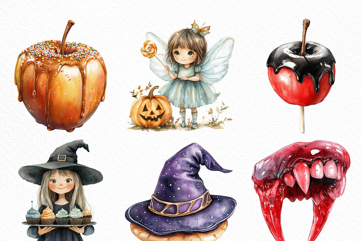 Watercolor Halloween Sweets Clipart, an Illustration by Craft Nest (Photo 4 of 6)