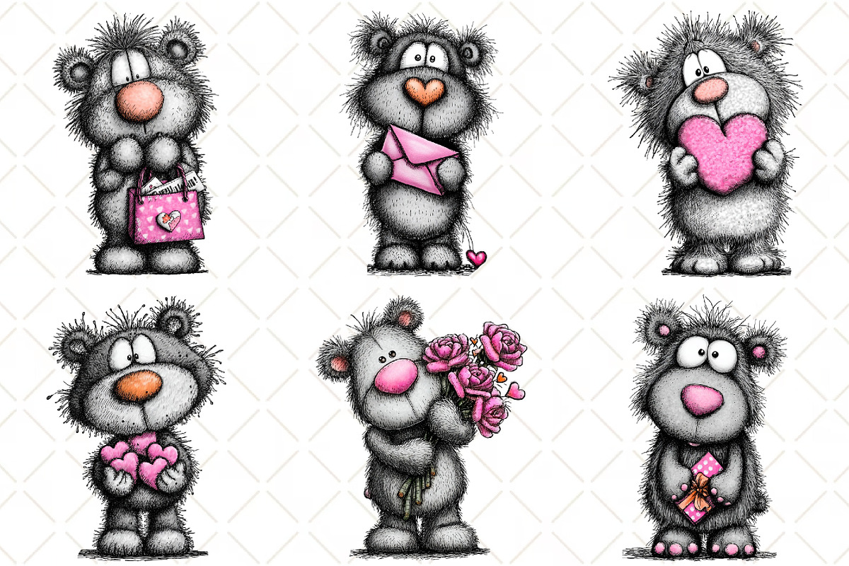 Whimsical Valentine Teddy Bear Clipa, an Illustration by Black Bird Studio (Photo 5 of 6)