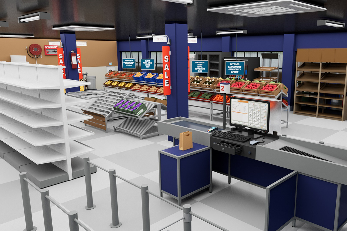City Supermarket Building Interior, an Architecture 3D Model by multimedia4ds (Photo 4 of 24)