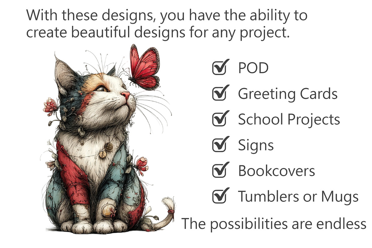 Whimsical Cat Clipart, an Illustration by Pixels.Craft (Photo 3 of 5)