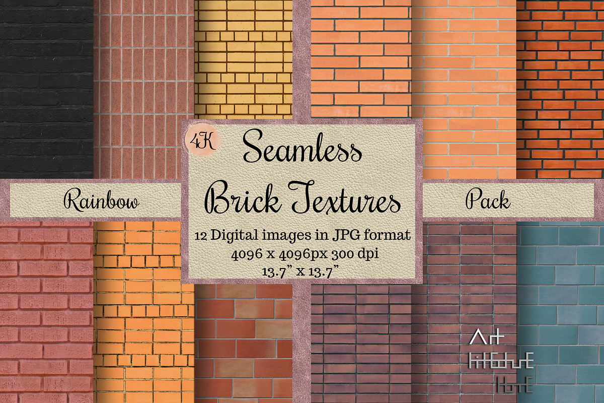 100 Seamless Brick Textures, Digital, a Texture Graphic by Arthitecture Home (Photo 10 of 11)