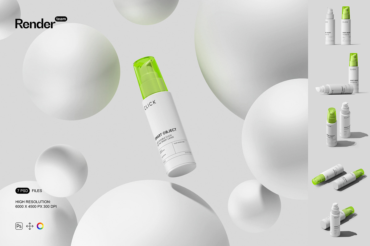 Pump Bottle Mockup Set, a Product Mockup by Renderteam (Photo 1 of 16)