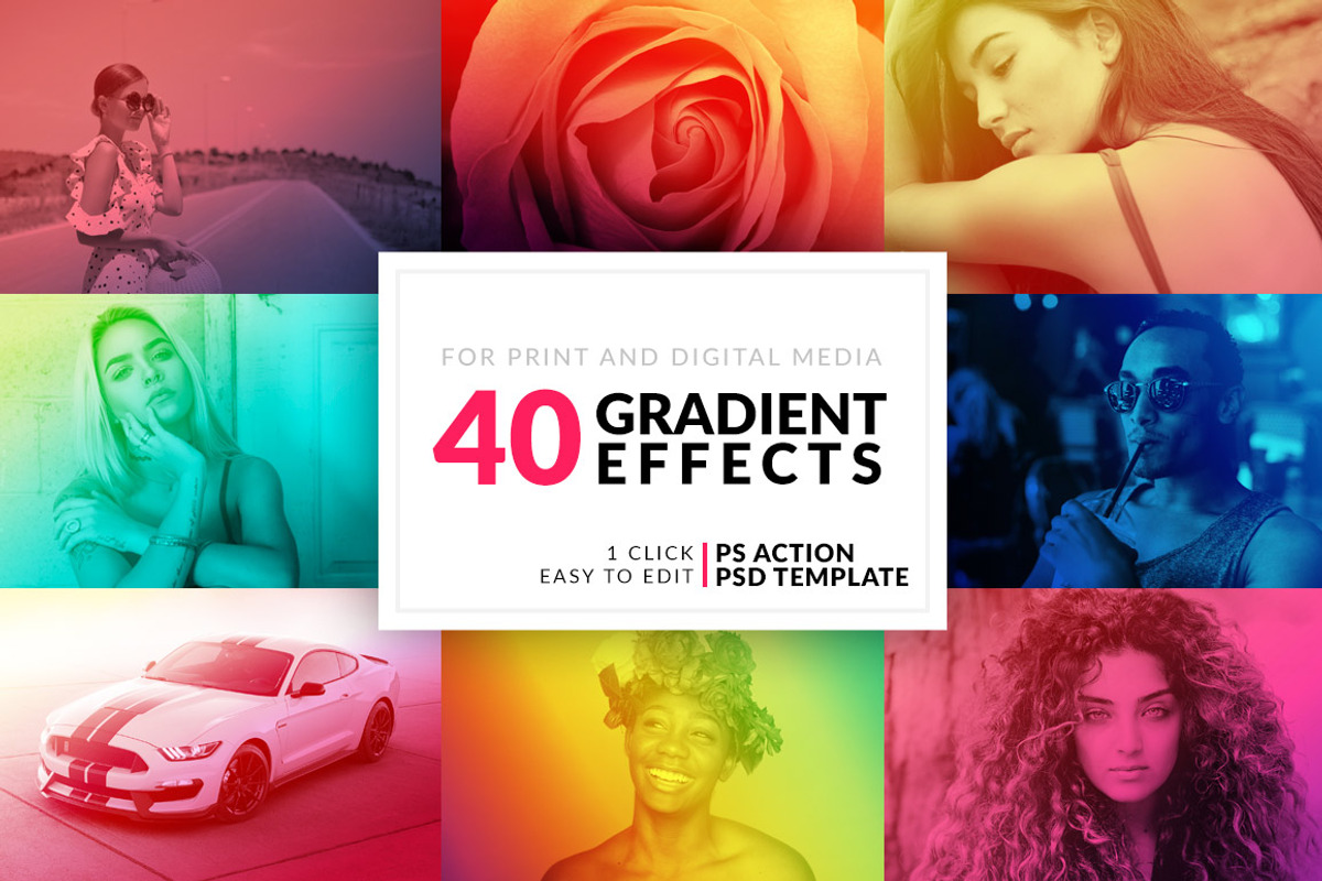 40 Gradient Photoshop Actions, an Action Add-On by VividFrame (Photo 1 of 10)