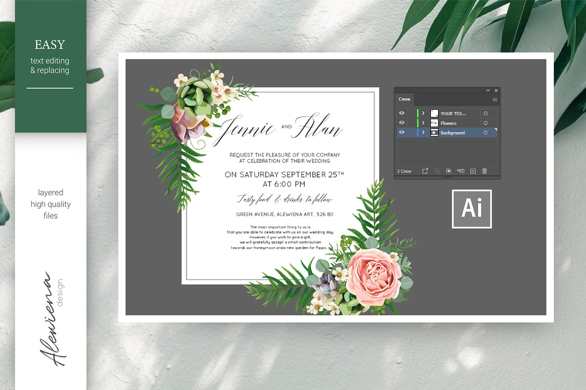 Wedding set - Tropical blossom, an Invitation Template by Alewiena (Photo 13 of 14)