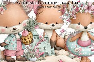 Whimsical summer fox clipart, an Illustration by Designworld