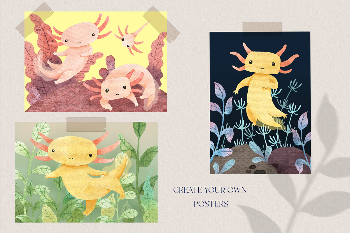 Cute Axolotl Clipart. Underwater, an Animal Illustration by LukaJreym (Photo 5 of 7)