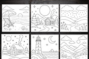 Minimalist Landscape Coloring Pages, a Brochure Template by LA Design (Thumbnail 2 of 10)