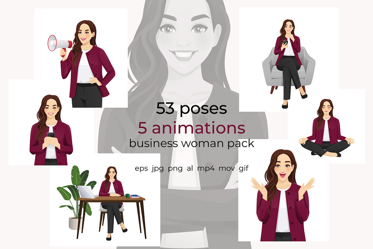 Business Woman Character Animation, a Person Illustration by Volha Hlinskaya (Photo 1 of 11)