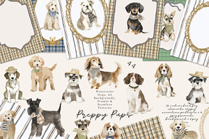 watercolor dog clipart collection, a Decorative Illustration by Patishop Art