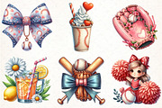 Watercolor Retro Girly Baseball, an Illustration by Pixels.Craft (Thumbnail 2 of 7)