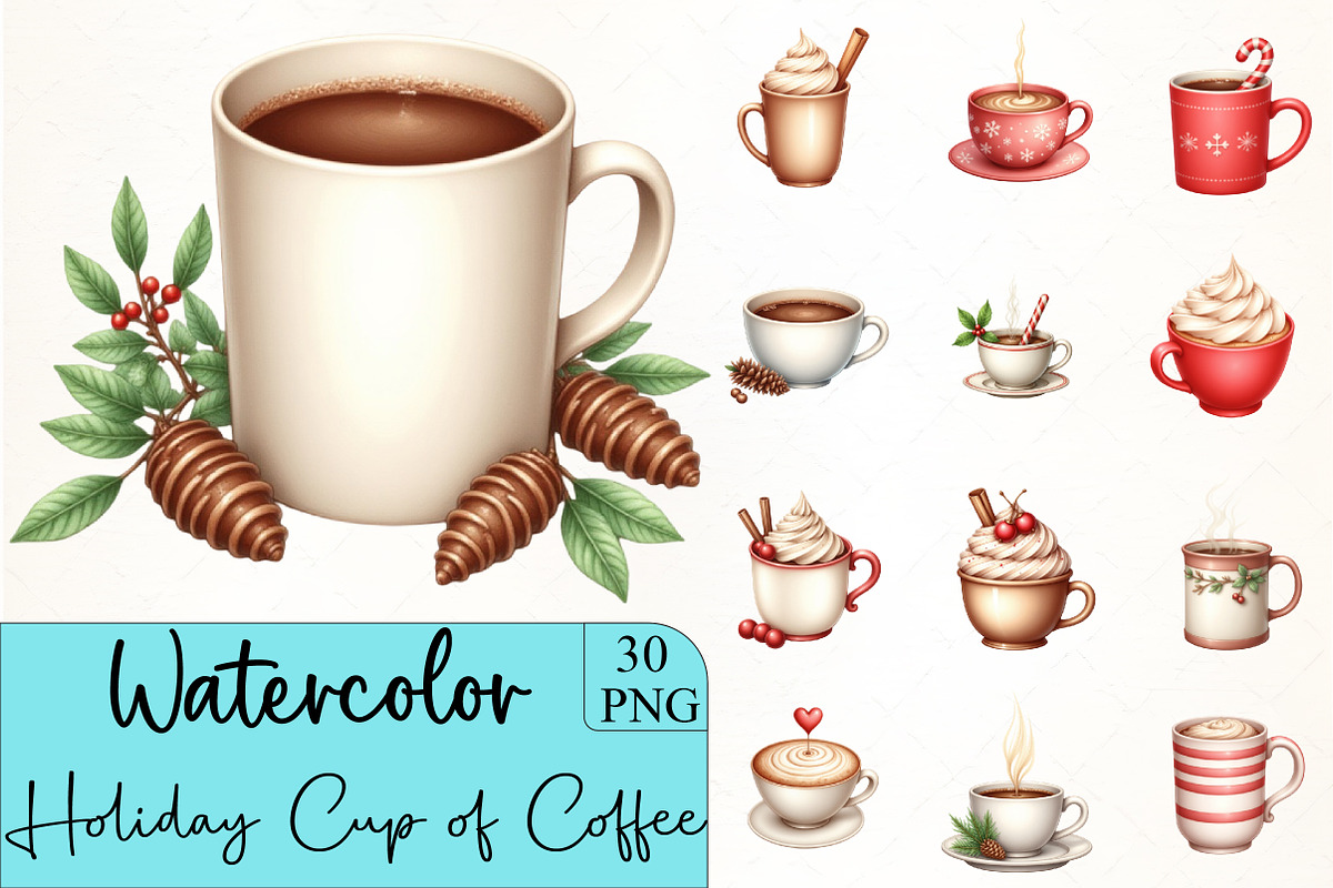 Holiday Cup of Coffee Clipar, an Illustration by CrexoraLab (Photo 1 of 5)