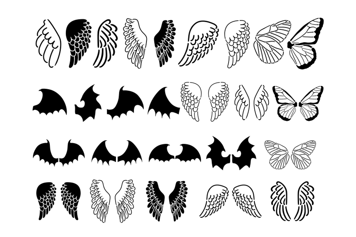Angel Wings Stencil, Butterfly Wings, an Object Graphic by Doodle Cloud Studio (Photo 2 of 2)