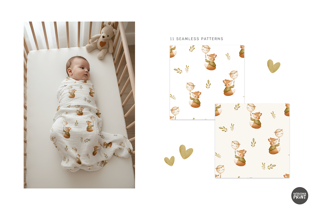 Good Night Baby Patterns Clipart, a Pattern Graphic by vatrushkaprint_store (Photo 6 of 10)