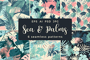 Sea & Palms. 6 seamless patterns., a Pattern Graphic by Nadia Grapes (Thumbnail 1 of 7)