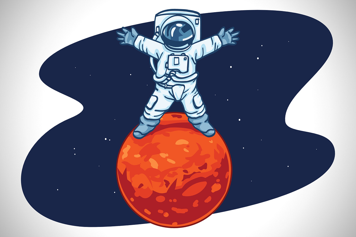 Astronaut Mars Landing Walking Space, a Branding & Logo Template by vectorfarmer