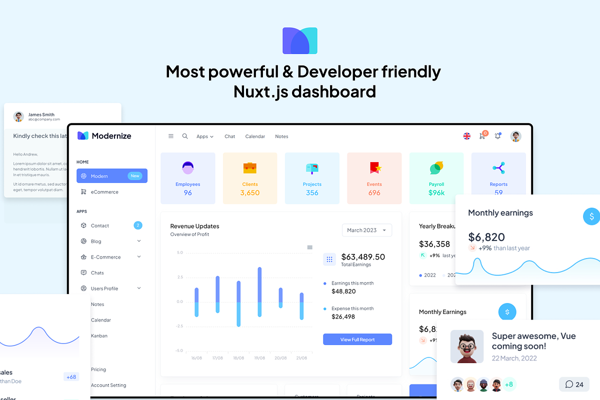 Modernize Nuxtjs Admin Template, a Templates & Theme by AdminMart (Photo 2 of 7)