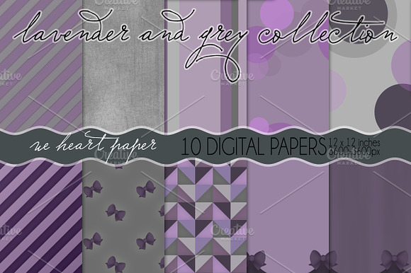 Lavender and Grey Digital Papers preview 4