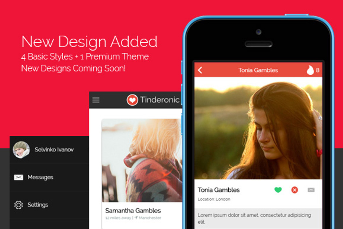 Tinderonic - Tinder Starter Theme fo, a HTML Template by Audacitus (Photo 4 of 4)