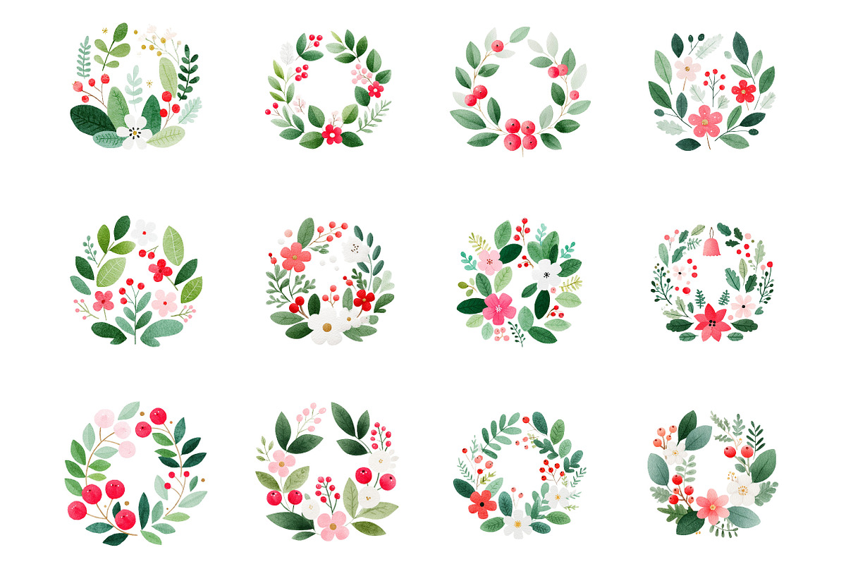 Watercolor Beautiful Floral Border P, an Illustration by DreamCafeArt (Photo 2 of 6)