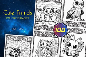 100 Cute Animals Coloring Pages
