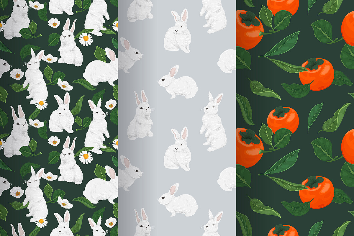 Rabbits and Fruits. Vector Patterns, a Pattern Graphic by HmarkaShop (Photo 2 of 3)