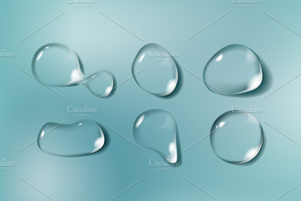 Realistic water drops set, an Illustration by George Rod (Photo 5 of 5)