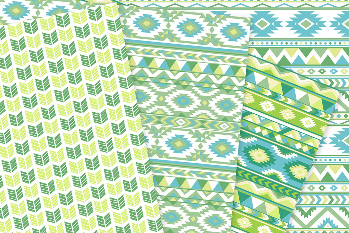 Green Aztec Digital Paper, a Texture Graphic by Avenie Digital (Photo 2 of 4)