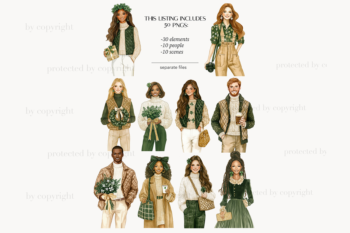 St Patricks Day Clipart, a Person Illustration by GlamArtZhanna (Photo 4 of 8)