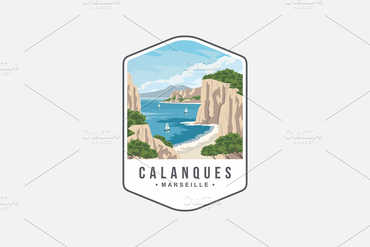 Calanques national park emblem logo, a Branding & Logo Template by swarnstudio