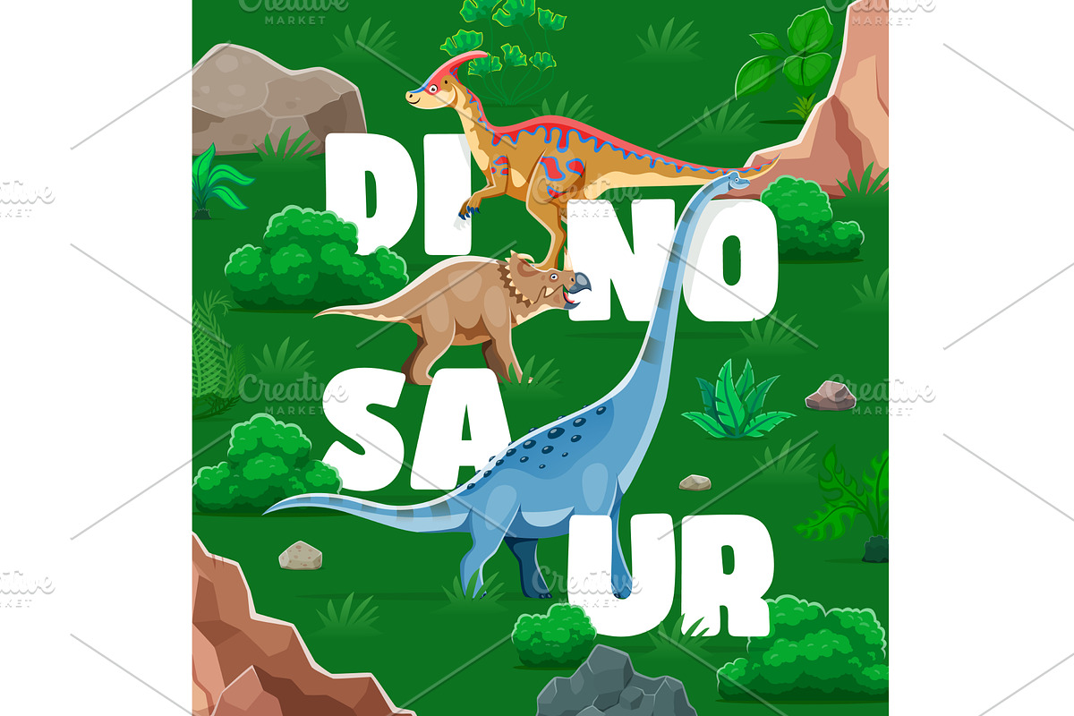 Prehistoric dinosaur banner, an Animal Illustration by Vector Tradition