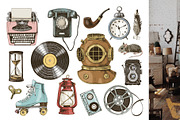 Nostalgia - vintage objects set, an Object Graphic by handsketched (Thumbnail 6 of 10)