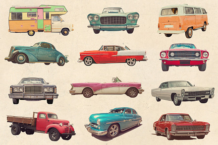 Retro vintage car collage cutouts, a Transportation Photo by BOOCYS