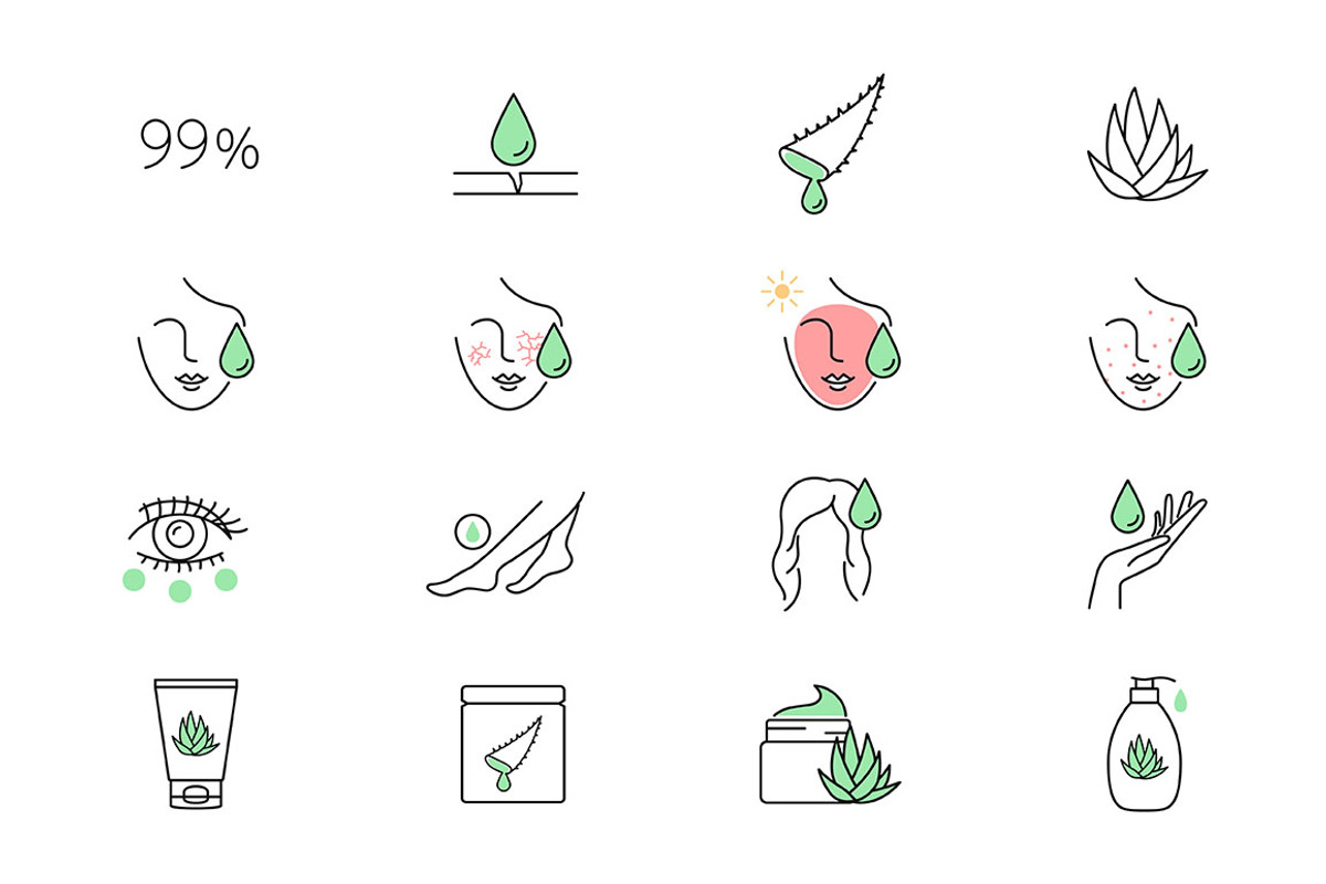 Aloe vera treatment icons, an Icon by mayrum (Photo 2 of 2)