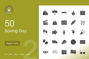 50 Boxing Day Glyph Icons, an Icon by IconBunny